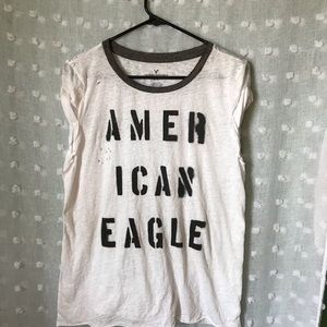 Grunge Distressed White American Eagle Top